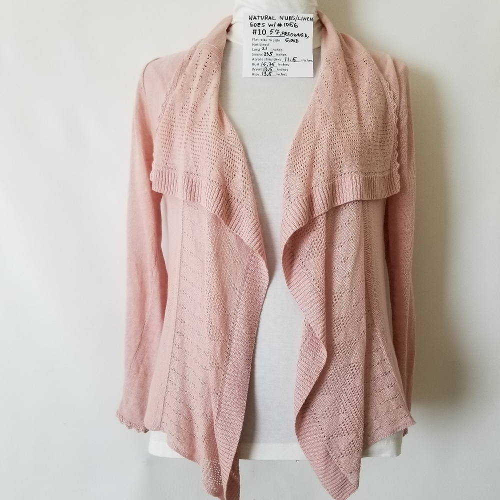 #1057 Preowned Karen Kane XS Blush Lace Trim Cardi